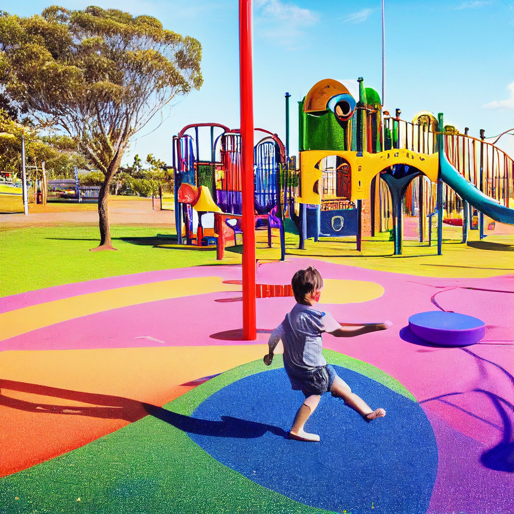 a boy playing in the park