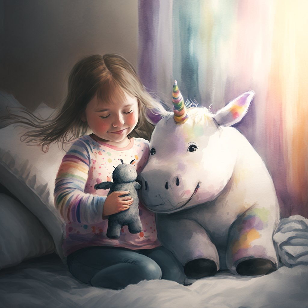 girl playing with unicorn