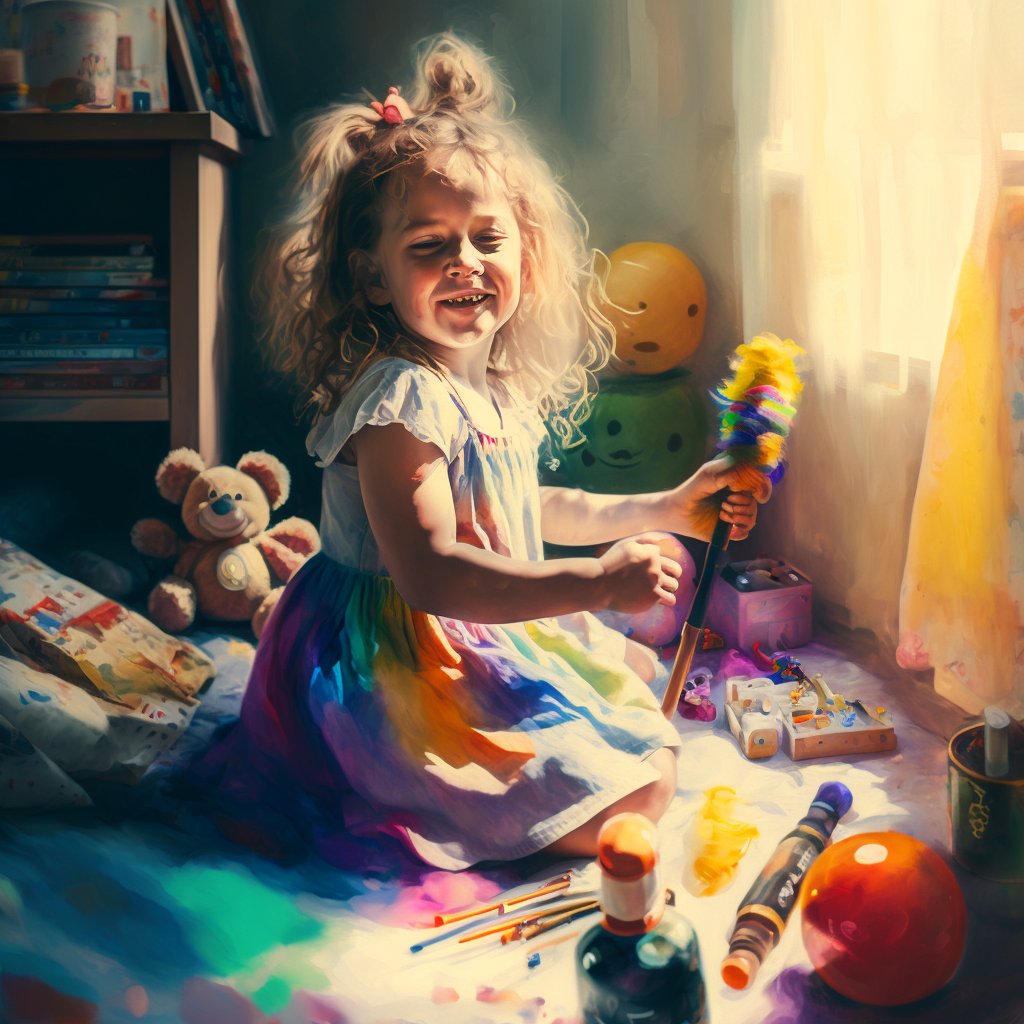 girl playing with her toys
