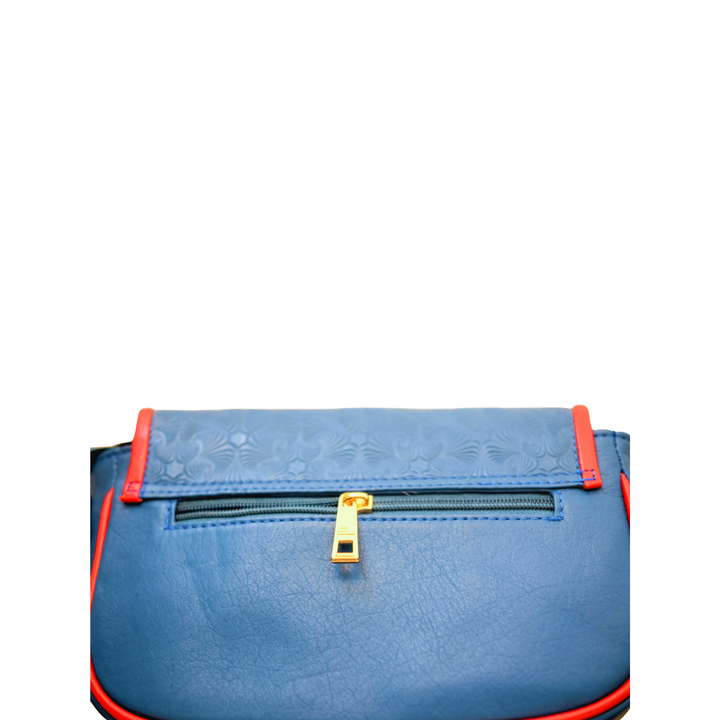 Blue Leather Sling Bag