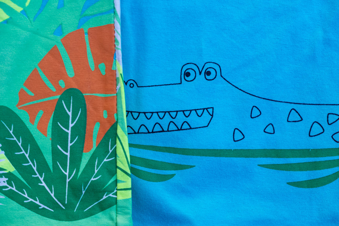 Safari Print Blue Cotton T-shirt