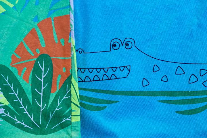 Safari Print Blue Cotton T-shirt