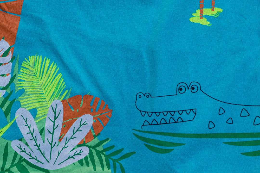 Safari Print Blue Cotton T-shirt